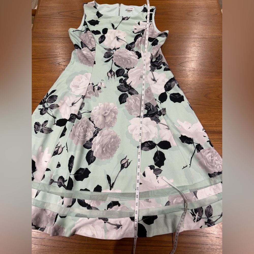 Calvin Klein Floral Print Illusion Hem Midi Dress Size 14 Spring Easter Church - Picture 10 of 10